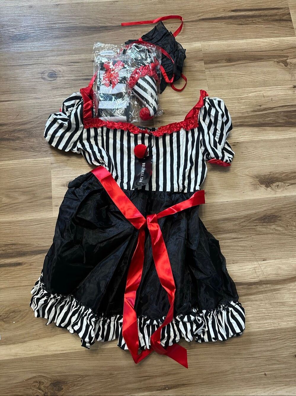 Dolls Kill carnival clown xxl striped mini dress Costume